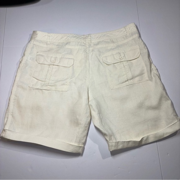 100% Linen Shorts Ivory Size 16 Coldwater Creek Minimalist Coastal Grandma - Picture 3 of 7
